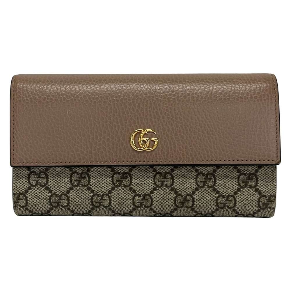 Gucci GG Marmont Long Wallet 456116 Pink Beige PVC Leather - Picture 1 of 7